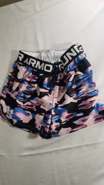 Under Armour Youth Girls' Play Up Printed Shorts Camo Blue Pink Size Medium